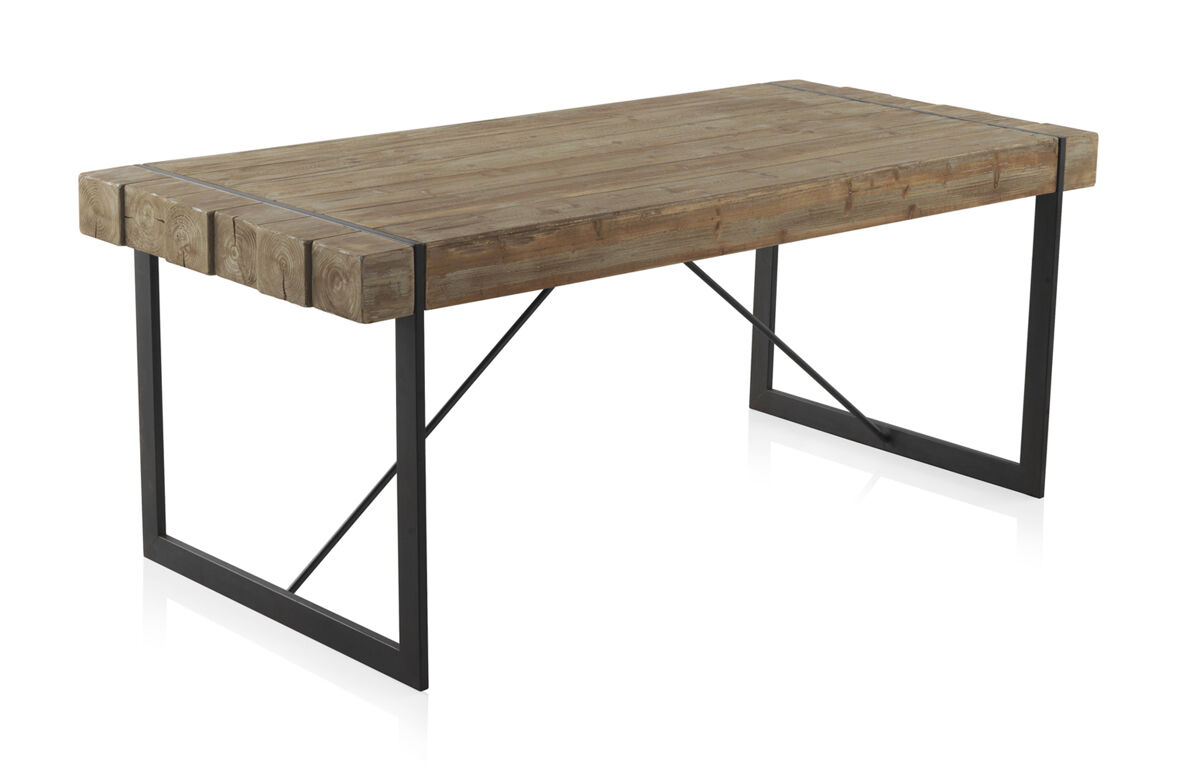 Mesa de madera con patas de metal 200x90 cm