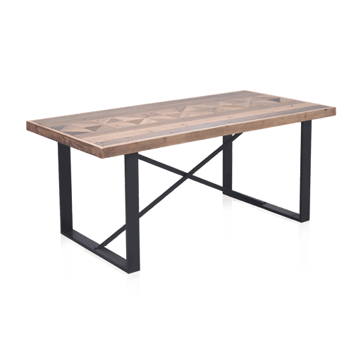Mesa De Comedor De Madera Reciclada 180X90 Con Base De Metal