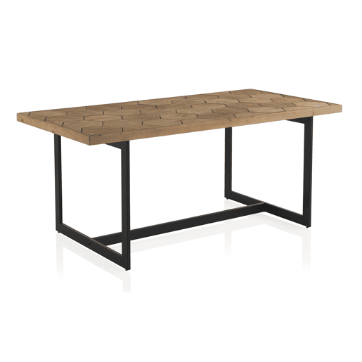 Mesa de madeira de freixo lavada branca 178X90 com pernas de metal