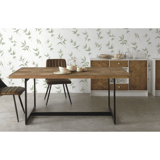 Mesa de madeira de freixo lavada branca 178X90 com pernas de metal