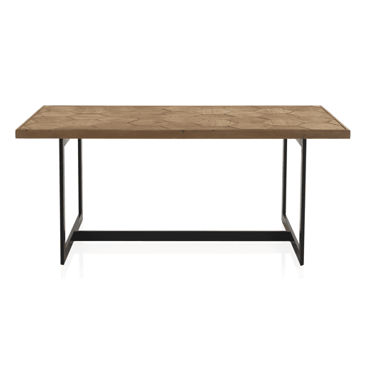 Mesa de madeira de freixo lavada branca 178X90 com pernas de metal