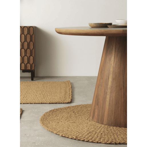 Mesa De Madeira Jambul Natural Com Pé Central 120 Diâmetro
