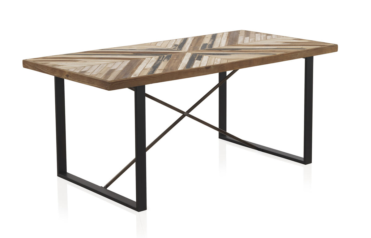 Mesa de comedor de madera con patas de metal 180x90 cm