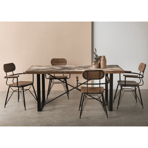 Mesa de jantar de madeira com pernas de metal 180X90 cm