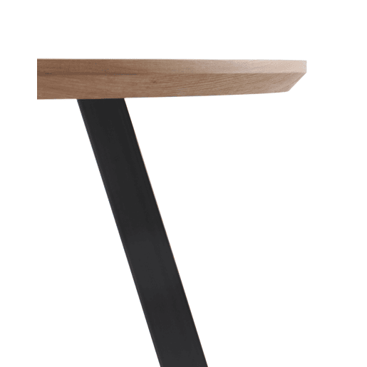 Mesa redonda de melamina com efeito de madeira 110 cm de diâmetro com pernas de metal