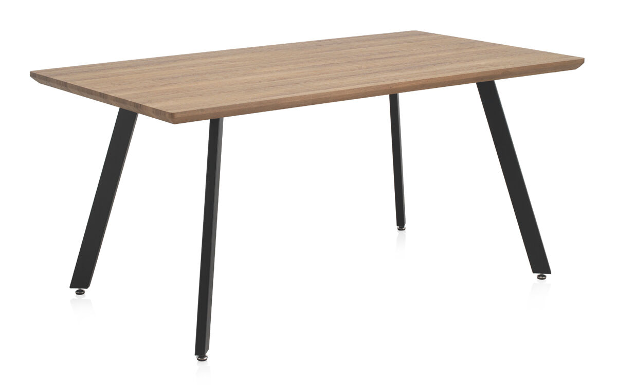 Mesa de melamina efecto madera con patas de metal