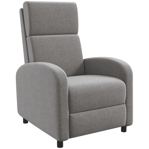 HOMCOM Poltrona Relax Reclinável até 160° Poltrona Reclinável Manual com Apoio para os Pés Carga Máxima 120 kg para Sala de Estar Dormitório 64x86x102 cm Cinza