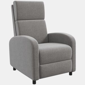 HOMCOM Poltrona Relax Reclinável até 160° Poltrona Reclinável Manual com Apoio para os Pés Carga Máxima 120 kg para Sala de Estar Dormitório 64x86x102 cm Cinza