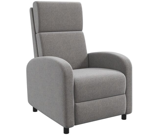 Homcom sillón relax reclinable manual sillón relax tapizado en lino sintético con reposapiés respaldo alto carga 120 kg butaca reclinable para