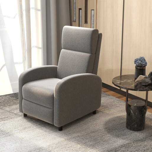 HOMCOM Poltrona Relax Reclinável até 160° Poltrona Reclinável Manual com Apoio para os Pés Carga Máxima 120 kg para Sala de Estar Dormitório 64x86x102 cm Cinza