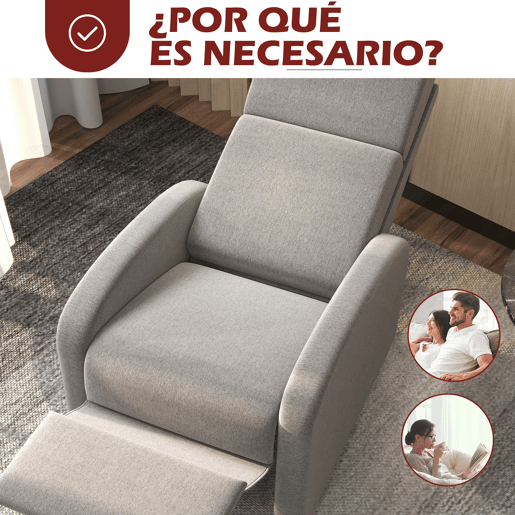 HOMCOM Poltrona Relax Reclinável até 160° Poltrona Reclinável Manual com Apoio para os Pés Carga Máxima 120 kg para Sala de Estar Dormitório 64x86x102 cm Cinza