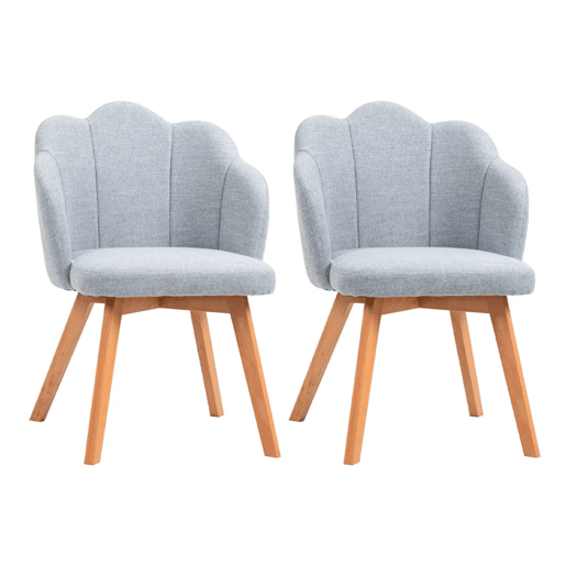 HOMCOM Cadeiras Sala de Jantar Estofada em Linho Sintético Conjunto de 2 Cadeiras de Cozinha com Assento e Encosto Acolchoados Estilo Moderno Carga Máxima 120 kg 58x60x82 cm Cinza Claro