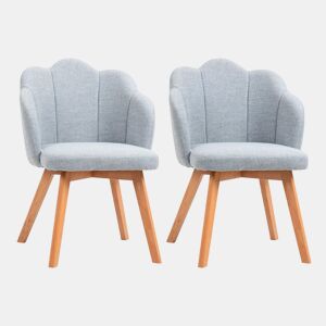 HOMCOM Cadeiras Sala de Jantar Estofada em Linho Sintético Conjunto de 2 Cadeiras de Cozinha com Assento e Encosto Acolchoados Estilo Moderno Carga Máxima 120 kg 58x60x82 cm Cinza Claro