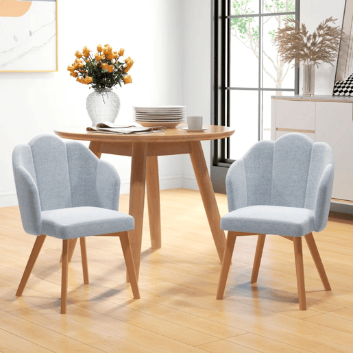 HOMCOM Cadeiras Sala de Jantar Estofada em Linho Sintético Conjunto de 2 Cadeiras de Cozinha com Assento e Encosto Acolchoados Estilo Moderno Carga Máxima 120 kg 58x60x82 cm Cinza Claro