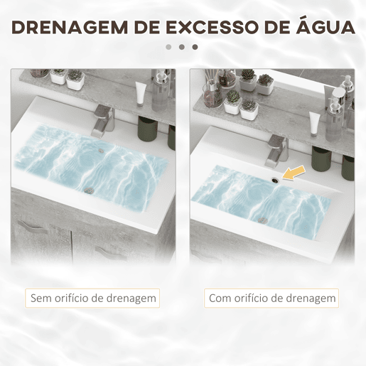kleankin Conjunto de Móveis para Casa de Banho de Parede 3 Peças Inclui Espelho com Prateleira Móvel com Lavatório Cerâmico e Coluna de Casa de Banho Estilo Moderno Cinza