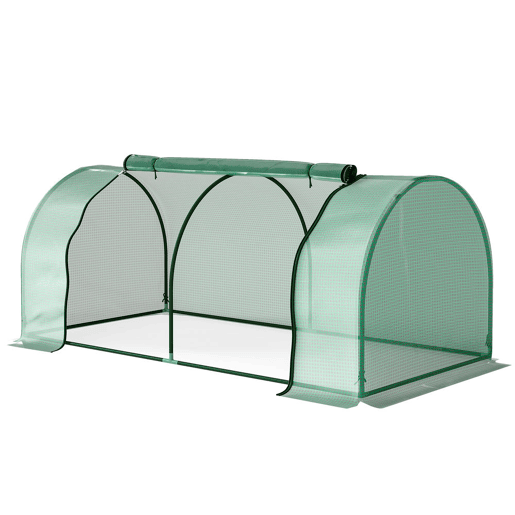 Outsunny Estufa de Jardim 200x100x80 cm para Cultivo de Plantas Sementes Estufa com Estrutura de Aço e Cobertura de Plástico Verde