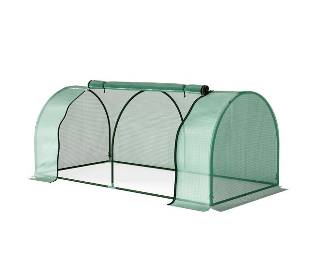 Outsunny invernadero de exterior 200x100x80 cm invernadero de jardín tipo túnel con marco de acero y cubierta de pe 140g/㎡ impermeable para cultivo de plantas tomates verde