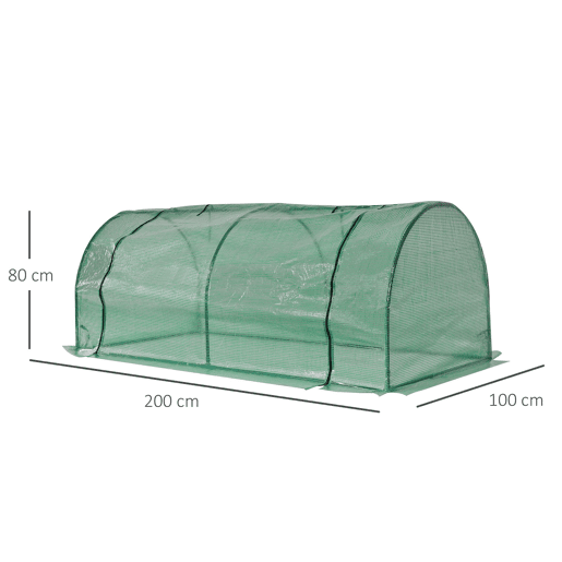 Outsunny Estufa de Jardim 200x100x80 cm para Cultivo de Plantas Sementes Estufa com Estrutura de Aço e Cobertura de Plástico Verde