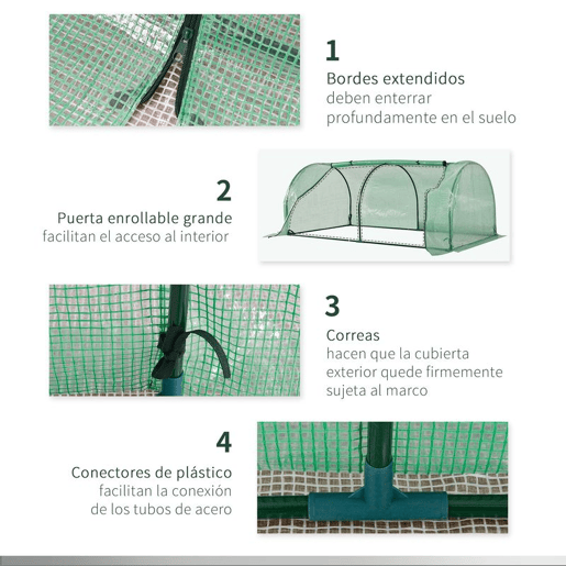 Outsunny Estufa de Jardim 200x100x80 cm para Cultivo de Plantas Sementes Estufa com Estrutura de Aço e Cobertura de Plástico Verde