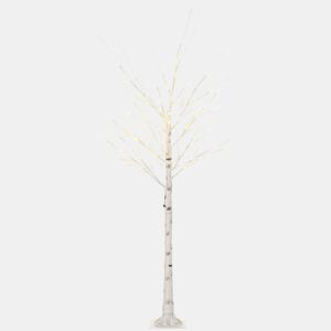 HOMCOM Árvore de Bétula Altura 180cm com 96 Luzes LED IP44 Branco Quente Ramos Flexíveis e Base de Candeeiro Árvore de Decoração de Natal para Interiores 22x22x180 cm Branco