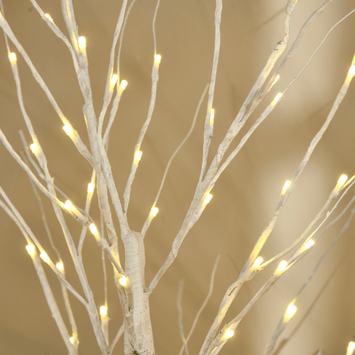 HOMCOM Árvore de Bétula Altura 180cm com 96 Luzes LED IP44 Branco Quente Ramos Flexíveis e Base de Candeeiro Árvore de Decoração de Natal para Interiores 22x22x180 cm Branco HOMCOM Árvore de Bétula Altura 180cm com 96 Luzes LED IP44 Branco Quente Ramos Flexíveis e Base de Candeeiro Árvore de Decoração de Natal para Interiores 22x22x180 cm Branco