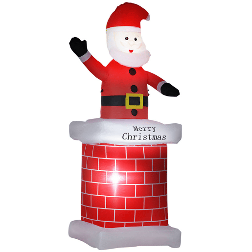 HOMCOM Pai Natal Insuflável com Chaminé Insuflável de Natal com 2 Luzes LED e Insuflador Elétrico Decoração de Natal para Exterior e Interior 80x70x210 cm Multicor HOMCOM Pai Natal Insuflável com Chaminé Insuflável de Natal com 2 Luzes LED e Insuflador Elétrico Decoração de Natal para Exterior e Interior 80x70x210 cm Multicor