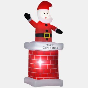 HOMCOM Pai Natal Insuflável com Chaminé Insuflável de Natal com 2 Luzes LED e Insuflador Elétrico Decoração de Natal para Exterior e Interior 80x70x210 cm Multicor