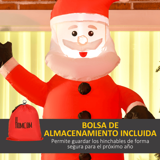 HOMCOM Pai Natal Insuflável com Chaminé Insuflável de Natal com 2 Luzes LED e Insuflador Elétrico Decoração de Natal para Exterior e Interior 80x70x210 cm Multicor HOMCOM Pai Natal Insuflável com Chaminé Insuflável de Natal com 2 Luzes LED e Insuflador Elétrico Decoração de Natal para Exterior e Interior 80x70x210 cm Multicor