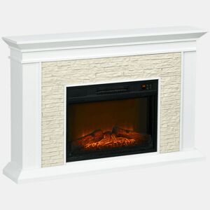 HOMCOM Lareira Elétrica 1800W Lareira Decorativa com Efeito de Chama Controlo Remoto Temporizador Semanal e Proteção Contra Superaquecimento até 30 m² 120x24x80 cm Branco