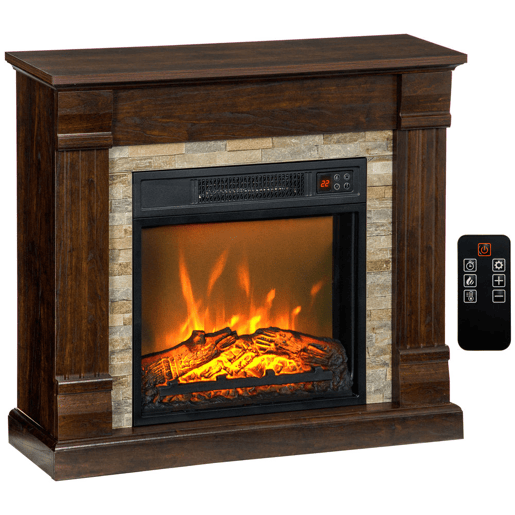 HOMCOM Lareira Elétrica 1800W Lareira com Efeito de Chama Realista Controlo Remoto Temporizador e Proteção Contra Superaquecimento para Ambientes de 30 m² 80x21,6x67,8 cm Marrom HOMCOM Lareira Elétrica 1800W Lareira com Efeito de Chama Realista Controlo Remoto Temporizador e Proteção Contra Superaquecimento para Ambientes de 30 m² 80x21,6x67,8 cm Marrom