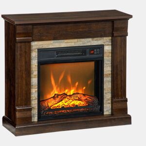 HOMCOM Lareira Elétrica 1800W Lareira com Efeito de Chama Realista Controlo Remoto Temporizador e Proteção Contra Superaquecimento para Ambientes de 30 m² 80x21,6x67,8 cm Marrom