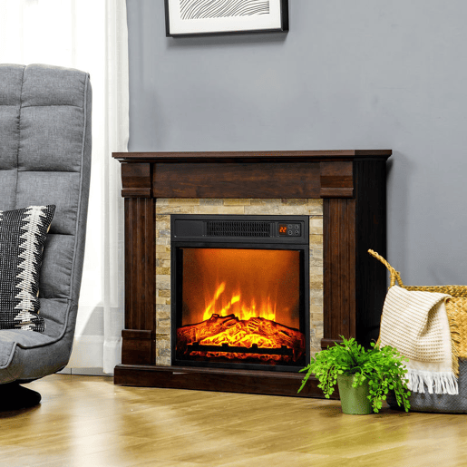 HOMCOM Lareira Elétrica 1800W Lareira com Efeito de Chama Realista Controlo Remoto Temporizador e Proteção Contra Superaquecimento para Ambientes de 30 m² 80x21,6x67,8 cm Marrom HOMCOM Lareira Elétrica 1800W Lareira com Efeito de Chama Realista Controlo Remoto Temporizador e Proteção Contra Superaquecimento para Ambientes de 30 m² 80x21,6x67,8 cm Marrom