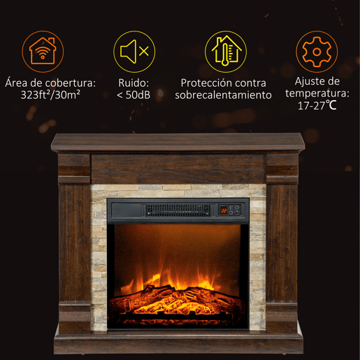 HOMCOM Lareira Elétrica 1800W Lareira com Efeito de Chama Realista Controlo Remoto Temporizador e Proteção Contra Superaquecimento para Ambientes de 30 m² 80x21,6x67,8 cm Marrom HOMCOM Lareira Elétrica 1800W Lareira com Efeito de Chama Realista Controlo Remoto Temporizador e Proteção Contra Superaquecimento para Ambientes de 30 m² 80x21,6x67,8 cm Marrom