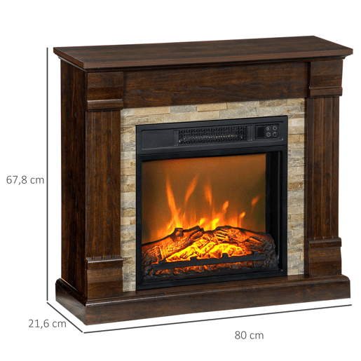 HOMCOM Lareira Elétrica 1800W Lareira com Efeito de Chama Realista Controlo Remoto Temporizador e Proteção Contra Superaquecimento para Ambientes de 30 m² 80x21,6x67,8 cm Marrom HOMCOM Lareira Elétrica 1800W Lareira com Efeito de Chama Realista Controlo Remoto Temporizador e Proteção Contra Superaquecimento para Ambientes de 30 m² 80x21,6x67,8 cm Marrom