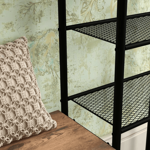 HOMCOM Móvel Cabide de Entrada com Sapateira 5 Prateleiras Móvel de Entrada com 6 Ganchos para Pendurar Bolsas Roupas Estilo Industrial para Corredor Entrada 92,5x28x182 cm Marrom Rústico