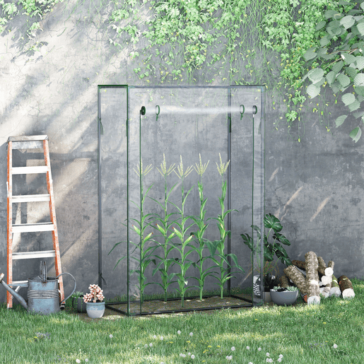 Outsunny Estufa com Porta Enrolável e Estrutura de Aço Estufa de Jardim Varanda Pátio para Cultivo de Plantas 100x50x150 cm Transparente