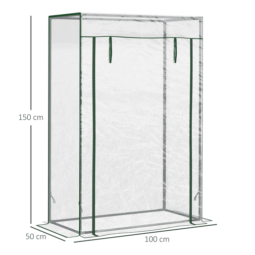 Outsunny Estufa com Porta Enrolável e Estrutura de Aço Estufa de Jardim Varanda Pátio para Cultivo de Plantas 100x50x150 cm Transparente
