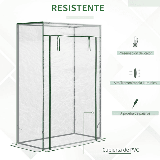 Outsunny Estufa com Porta Enrolável e Estrutura de Aço Estufa de Jardim Varanda Pátio para Cultivo de Plantas 100x50x150 cm Transparente