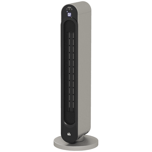 HOMCOM Aquecedor Cerâmico de Torre 11002200W com Controlo Remoto Ecrã LED Temporizador de 12h Termostato 3 Modos e Oscilação para 20-25m² Ø25x73,5cm Prata e Preto HOMCOM Aquecedor Cerâmico de Torre 11002200W com Controlo Remoto Ecrã LED Temporizador de 12h Termostato 3 Modos e Oscilação para 20-25m² Ø25x73,5cm Prata e Preto