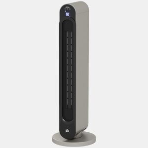 HOMCOM Aquecedor Cerâmico de Torre 11002200W com Controlo Remoto Ecrã LED Temporizador de 12h Termostato 3 Modos e Oscilação para 20-25m² Ø25x73,5cm Prata e Preto