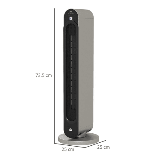 HOMCOM Aquecedor Cerâmico de Torre 11002200W com Controlo Remoto Ecrã LED Temporizador de 12h Termostato 3 Modos e Oscilação para 20-25m² Ø25x73,5cm Prata e Preto HOMCOM Aquecedor Cerâmico de Torre 11002200W com Controlo Remoto Ecrã LED Temporizador de 12h Termostato 3 Modos e Oscilação para 20-25m² Ø25x73,5cm Prata e Preto