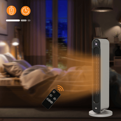 HOMCOM Aquecedor Cerâmico de Torre 11002200W com Controlo Remoto Ecrã LED Temporizador de 12h Termostato 3 Modos e Oscilação para 20-25m² Ø25x73,5cm Prata e Preto HOMCOM Aquecedor Cerâmico de Torre 11002200W com Controlo Remoto Ecrã LED Temporizador de 12h Termostato 3 Modos e Oscilação para 20-25m² Ø25x73,5cm Prata e Preto