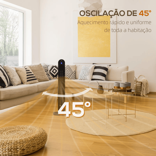 HOMCOM Aquecedor Cerâmico de Torre 11002200W com Controlo Remoto Ecrã LED Temporizador de 12h Termostato 3 Modos e Oscilação para 20-25m² Ø25x73,5cm Prata e Preto HOMCOM Aquecedor Cerâmico de Torre 11002200W com Controlo Remoto Ecrã LED Temporizador de 12h Termostato 3 Modos e Oscilação para 20-25m² Ø25x73,5cm Prata e Preto