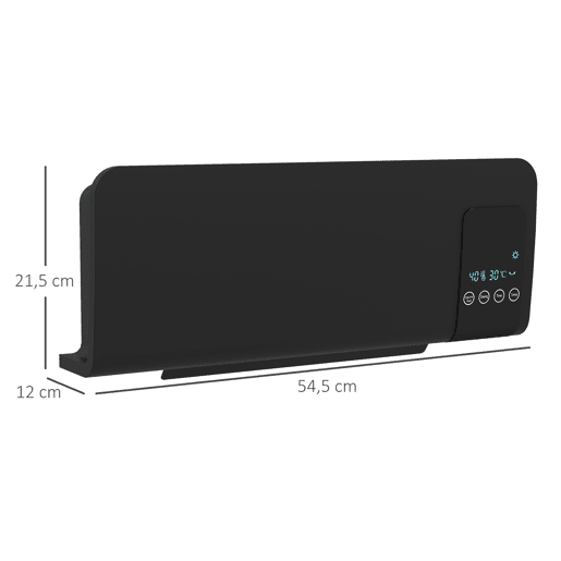 HOMCOM Aquecedor Elétrico de Parede 1000W2000W Aquecedor com Ecrã LED Controlo Remoto Termostato Temporizador para Áreas de 15-20 m² 54,5x12x21,5 cm Preto HOMCOM Aquecedor Elétrico de Parede 1000W2000W Aquecedor com Ecrã LED Controlo Remoto Termostato Temporizador para Áreas de 15-20 m² 54,5x12x21,5 cm Preto