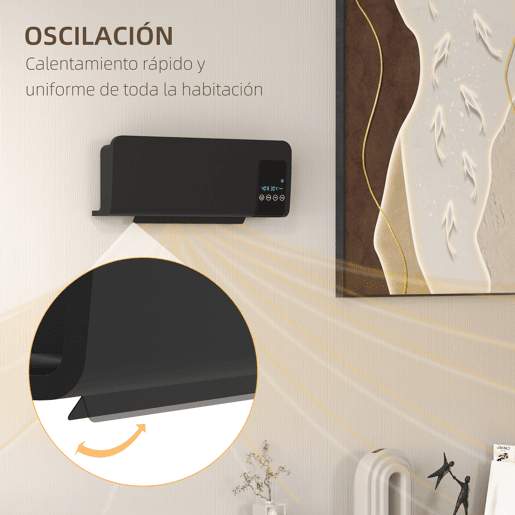 HOMCOM Aquecedor Elétrico de Parede 1000W2000W Aquecedor com Ecrã LED Controlo Remoto Termostato Temporizador para Áreas de 15-20 m² 54,5x12x21,5 cm Preto HOMCOM Aquecedor Elétrico de Parede 1000W2000W Aquecedor com Ecrã LED Controlo Remoto Termostato Temporizador para Áreas de 15-20 m² 54,5x12x21,5 cm Preto
