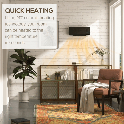 HOMCOM Aquecedor Elétrico de Parede 1000W2000W Aquecedor com Ecrã LED Controlo Remoto Termostato Temporizador para Áreas de 15-20 m² 54,5x12x21,5 cm Preto HOMCOM Aquecedor Elétrico de Parede 1000W2000W Aquecedor com Ecrã LED Controlo Remoto Termostato Temporizador para Áreas de 15-20 m² 54,5x12x21,5 cm Preto