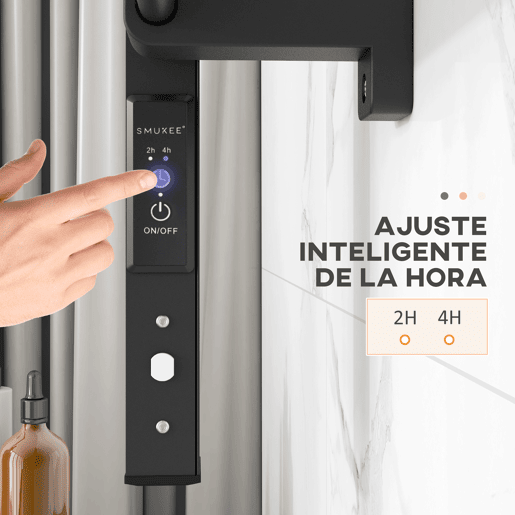 HOMCOM Toalheiro Elétrico de Parede ou Solo 150 W Aquecedor de Toalhas de Liga de Alumínio com Função de Temporizador e 8 Barras para Casa de Banho 53x35x90 cm Preto