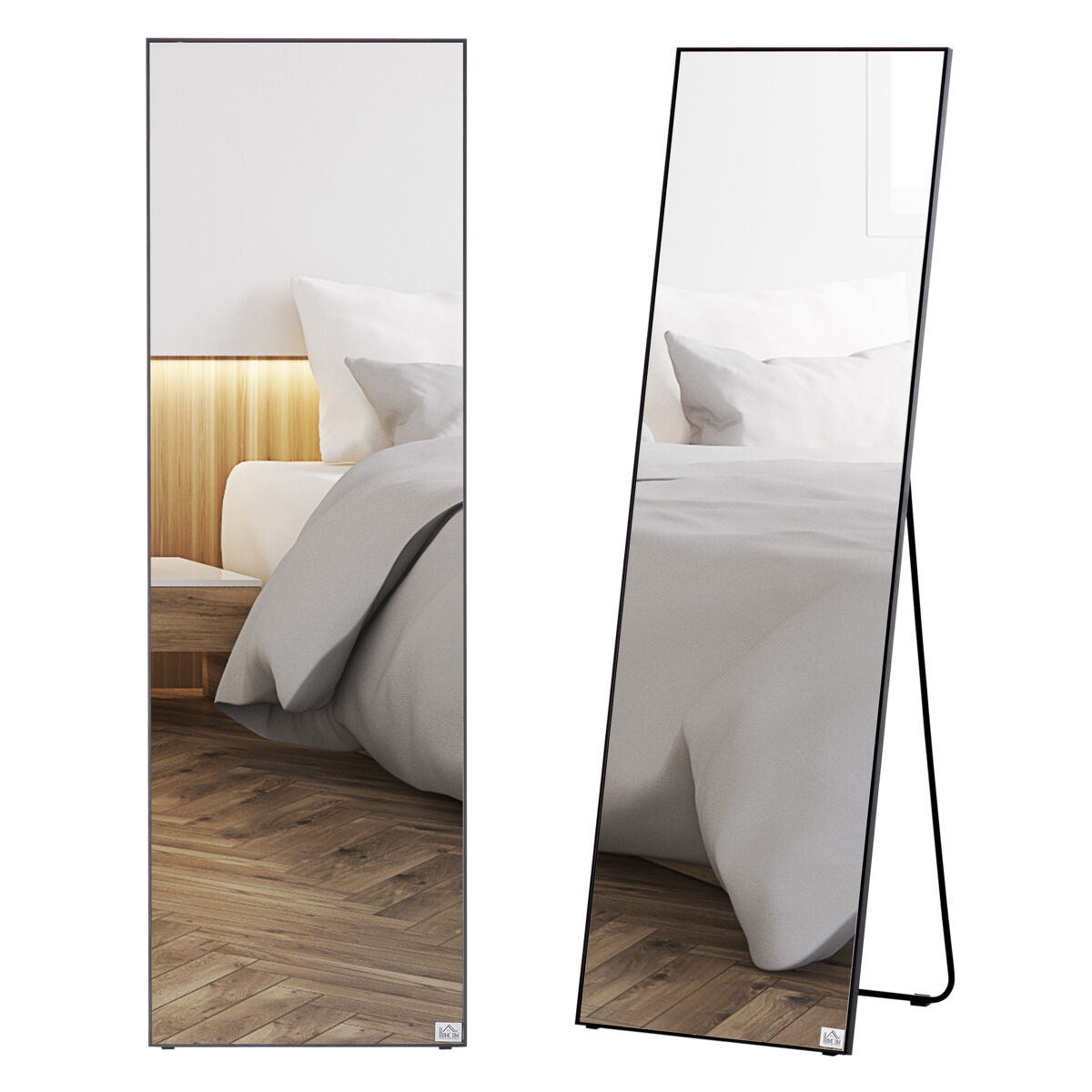 Espejo de Pie Aluminio, Vidrio HOMCOM, hogar - decoración