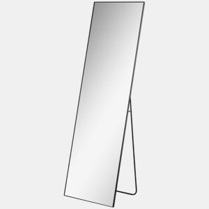 HOMCOM Espelho de Pé Corpo Inteiro 161,5x50 cm com Moldura de Liga de Alumínio Espelho de Parede Retangular com 2 Formas de Uso para Corredor Quarto Sala de Estar Vestiário Preto