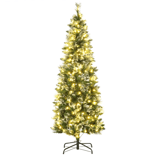 HOMCOM Árvore de Natal Artificial 180 cm com 240 Luzes LED Árvore de Natal com 618 Ramos Suporte de Aço e Formato Slim para Interior Ø68x180 cm Verde HOMCOM Árvore de Natal Artificial 180 cm com 240 Luzes LED Árvore de Natal com 618 Ramos Suporte de Aço e Formato Slim para Interior Ø68x180 cm Verde